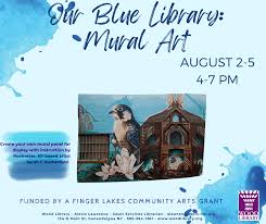 blue library mural art orientation