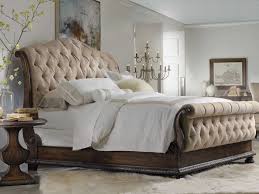 All furniture / bedroom / beds / king beds; Hooker Furniture Rhapsody Rustic Walnut King Size Tufted Sleigh Bed Hoo507090566