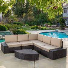 Brown Wicker Sofa Sectional Set