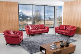 red italian top grain leather sofa set