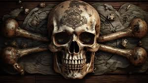 pirate skull and crossbones located on