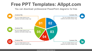 5 Split Pie Chart Powerpoint Diagram Template