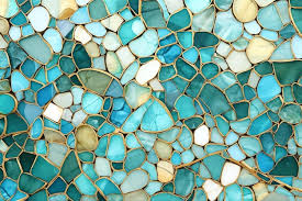 Aqua Blue And White Broken Glass Mosaic