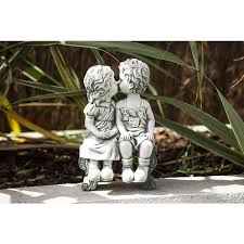 Kissing Kids Garden Ornament White