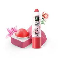 pink lip balm with lip er rose