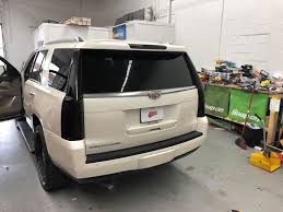 Tail Light Tint Application On New Escalade 2 Way Technology Blacks Out Lights At Day And Allows Brake Lights To Shine Through At Night At About 90 Brightness Hp Racing