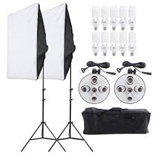 Andoer Photography Lighting Kit Softbox Portrait Product Light Video Equipment Softbox 5in1 Light Socket 10pcs 45w Bulb Tripod Stand Carrying Bag Andoer Com