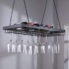Hanging wine barrel stave wine glass rack. Metal Hanging Wine Glass Rack Wine Enthusiast
