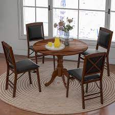 Wooden Dining Table With Round Tabletop