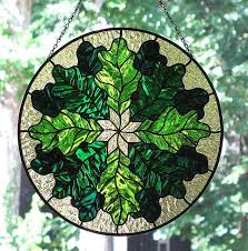 Stained Glass Oak Leaves Suncatcher
