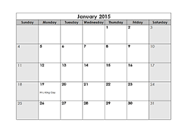 Printable Blank Monthly Calendar 2015 Free Download