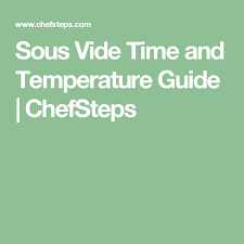 Sous Vide Time And Temperature Guide Chefsteps Sous Vide