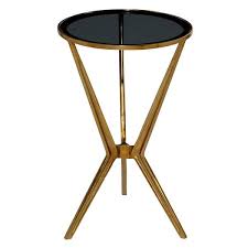 Gold Large Round Glass End Accent Table