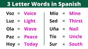 learn 50 three letter words in spanish
