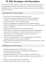 pl sql developer job description