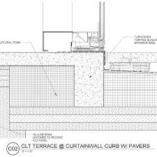 Clt Terrace At Curtain Wall Curb With
