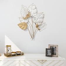 Gold Hollow Out Metal Leaves Wall Decor