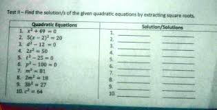 Given Quadratic Equations