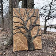 Oak Tree Geometric Wood Tree Art Large