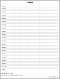 Free Farkle Score Sheet And Scoring And Rules Summary