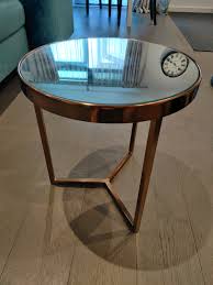 Coffee Side Table In Brass With Mirrow