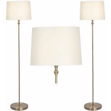 Set Of 2 Antique Brass Floor Lamps With