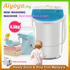 There are 273 mini washing machine for sale on etsy, and they cost $28.29 on average. Mini Washing Machine 4 5kg Semi Auto Laundry Clothes Washer Spinner Dehydration Single Barrel Hostel Home Shopee Malaysia