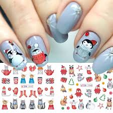 set of 12 cute christmas nail stickers