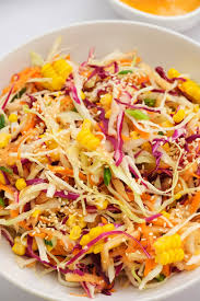 sweet asian slaw with apple and corn
