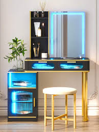 makeup vanity desk set with mirror and