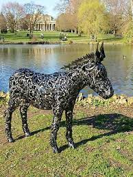 Metal Donkey Garden Ornament Statue