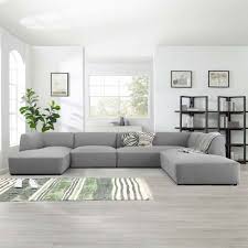 eliza fabric sectional sofa light grey