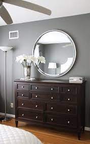 gray walls dark brown furniture bedroom