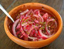 pickled red onions with habanero peppers