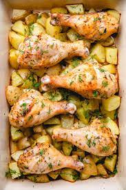 oven baked en legs with potatoes