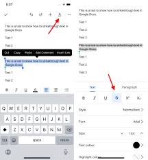 how to strikethrough text in google