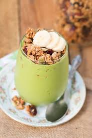 protein green smoothie granola parfait