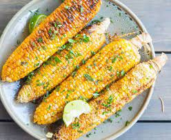 Grilled Corn On The Cob With Spicy Vegan Crema Sauce Recipe Grilled  gambar png