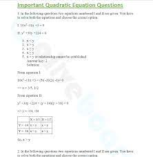 Quadratic Equation Questions For Ibps