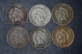 Lot Of 6 Indian Head Penny Cent 1881 1884 1894 1900