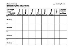 Iep Goals And Objectives Data Recording Chart