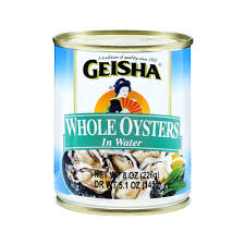 whole oysters in water geisha brand