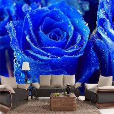 Custom modern 3D blue rose photomural wallpaper 