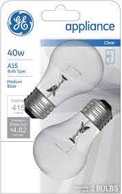 Amazon Com Ge Appliance Clear Light Bulb 40w A15 Bulb Type Medium Base 415 Lumens 2 Count Per Pack 1 Pack Home Kitchen