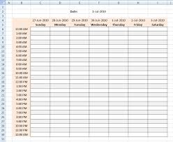 Excel Weekly Hourly Schedule Template 24 Hour Weekly Calendar