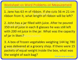 word problems on measurement