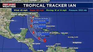 Tropical Storm Ian grows as it moves west