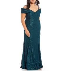 R M Richards Plus Size Off The Shoulder Sweetheart Lace Gown
