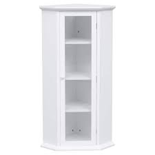 White Linen Cabinet With Glass Door