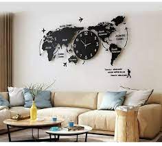 Acrylic World Map Wall Clock Wall